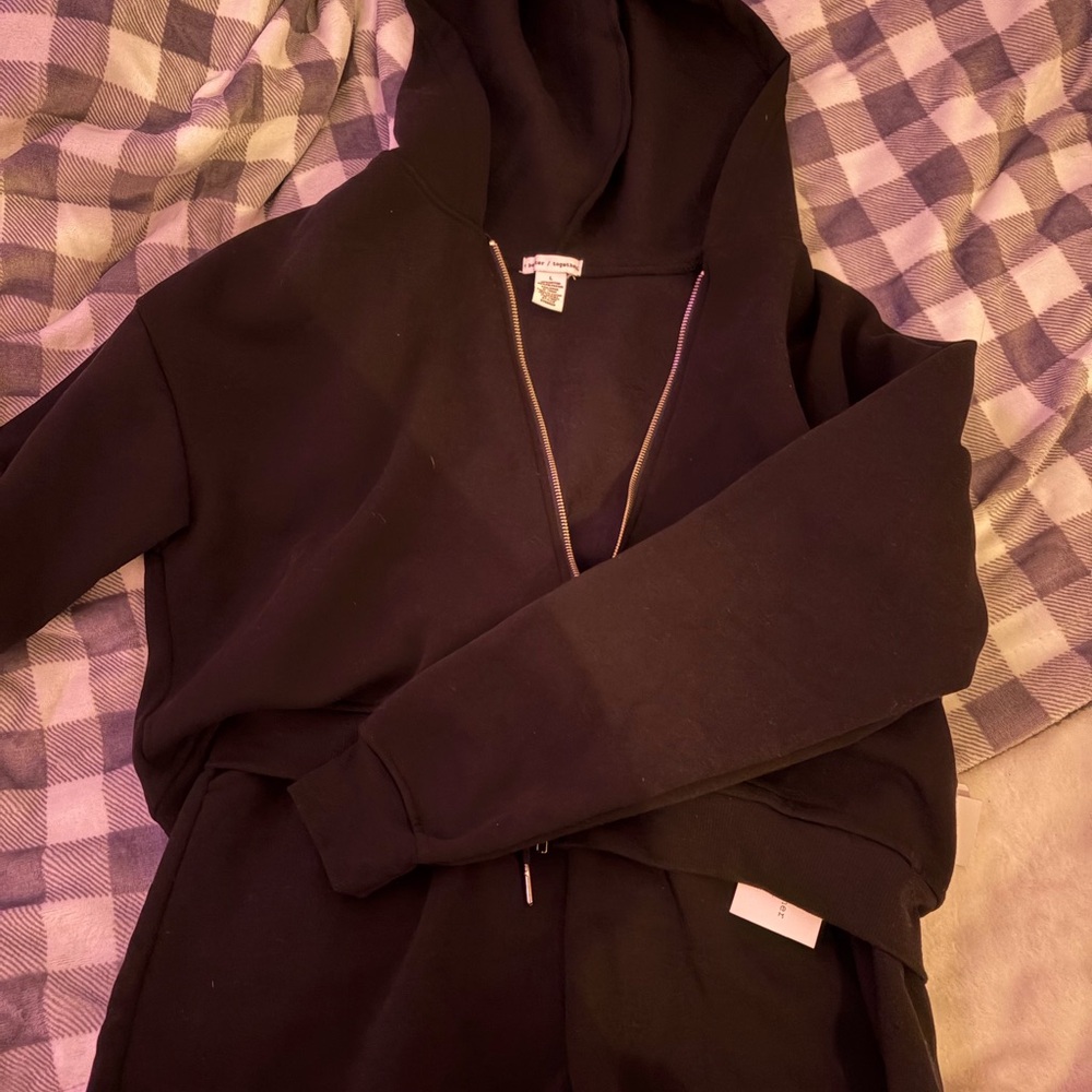 Black Hooded Zip-Up Jacket
